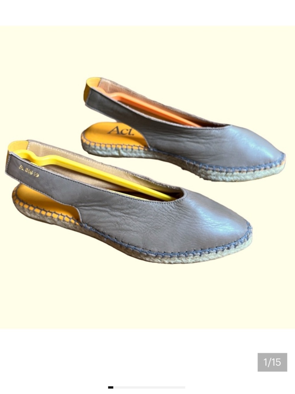 Act-Series espadrille shoes slingback leather taupe US 9 EU 40 quiet luxury